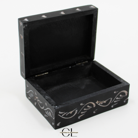 Boîte à bijoux en pierre Saponite rectangle Fleur de Vie 10cm