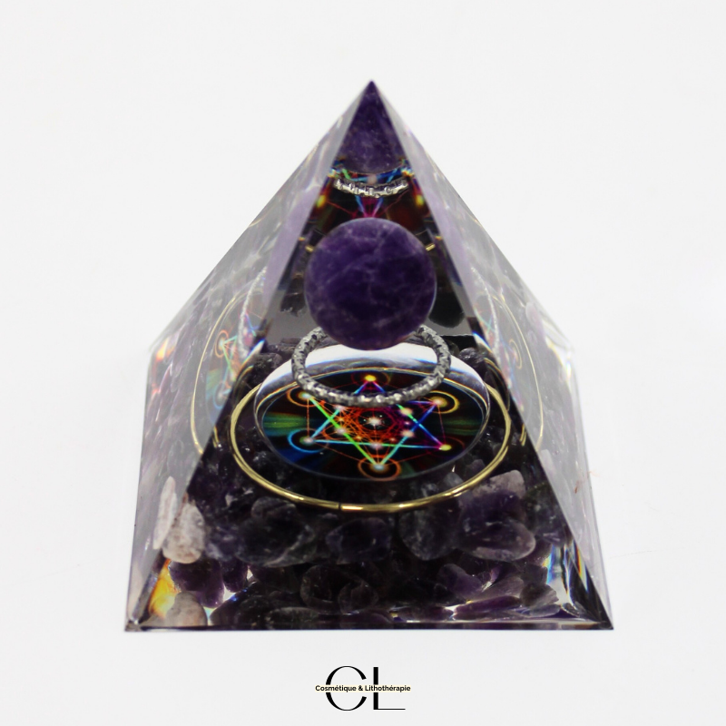 Orgonite pyramide Amethyste Métatron