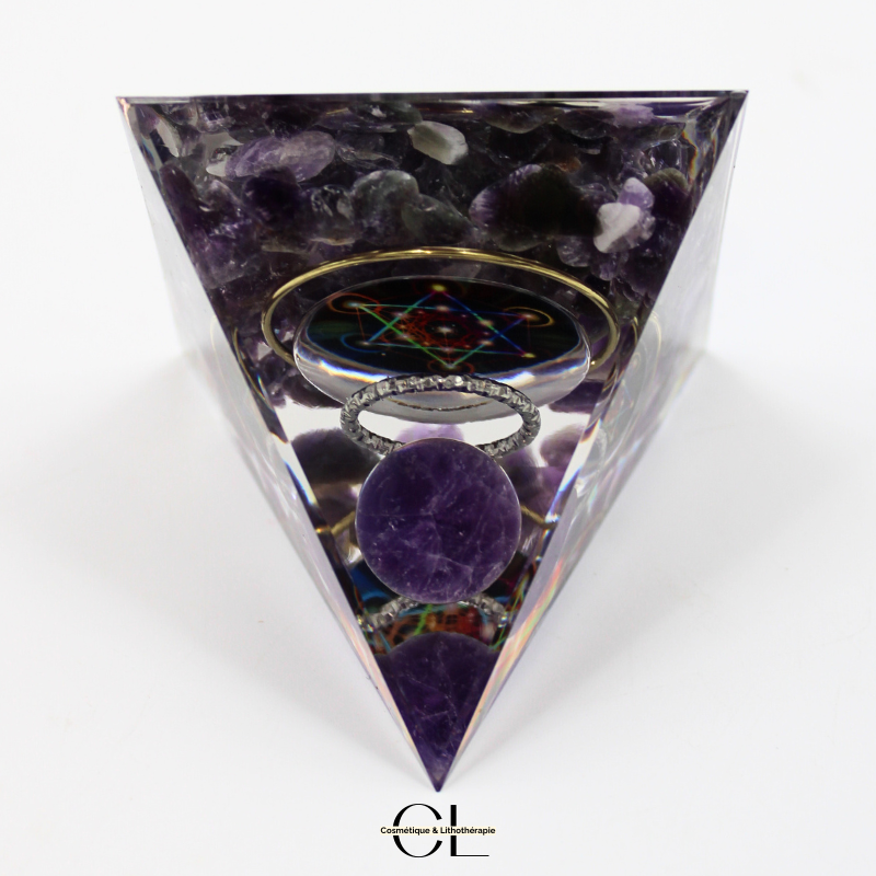 Orgonite pyramide Amethyste Métatron