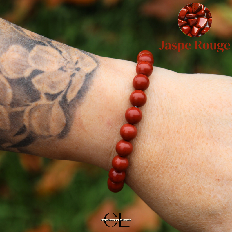 Bracelet en pierres naturelles Jaspe Rouge A 8-9mm