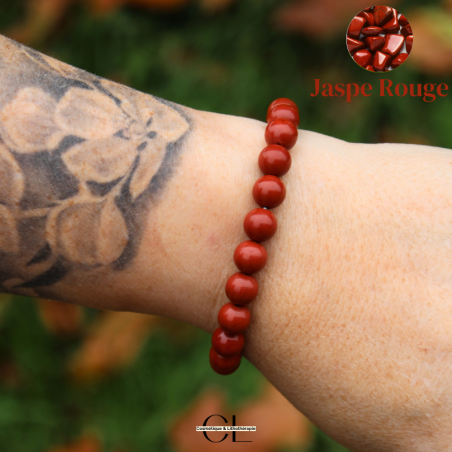 Bracelet en pierres naturelles Jaspe Rouge A 8-9mm