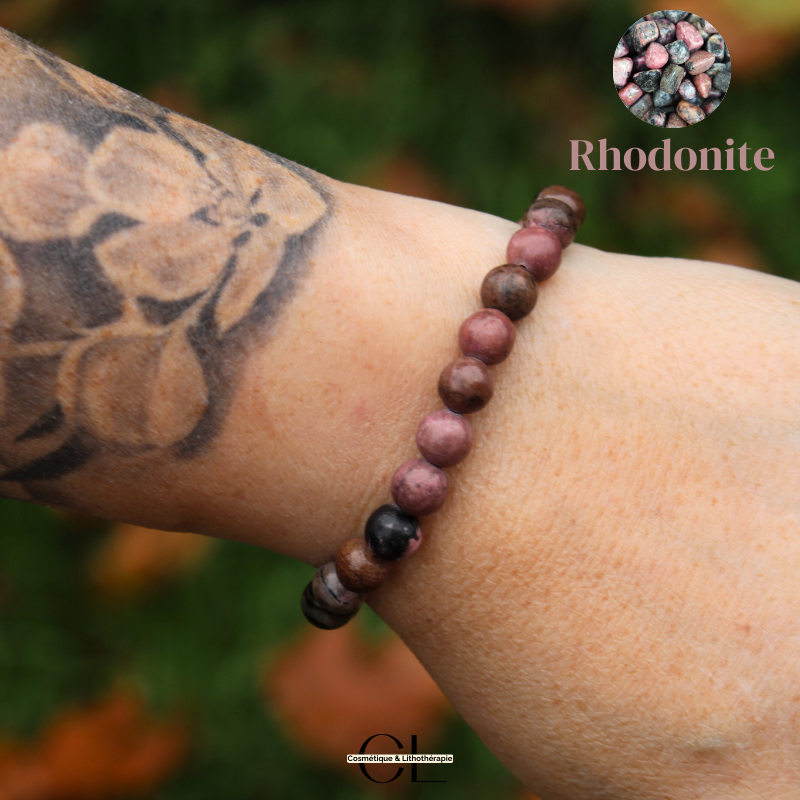 Bracelet en pierres naturelles Rhodonite AB 8mm