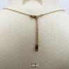 Collier chaine plume doré en forme Y  en acier inoxydable avec pierre Quartz Rose A 8mm