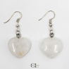 Boucles d'oreilles avec pierre Cristal de Roche AB en forme de coeur 20mm