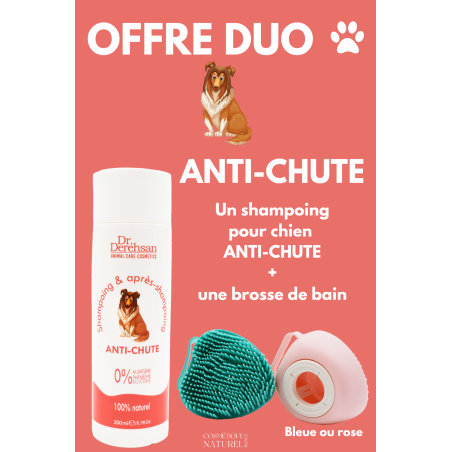 Shampoing pour chien 200ml brosse de bain - OFFRE DUO - ANTI-CHUTE