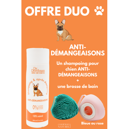 Shampoing pour chien 200ml brosse de bain - OFFRE DUO - ANTI-DÉMANGEAISONS