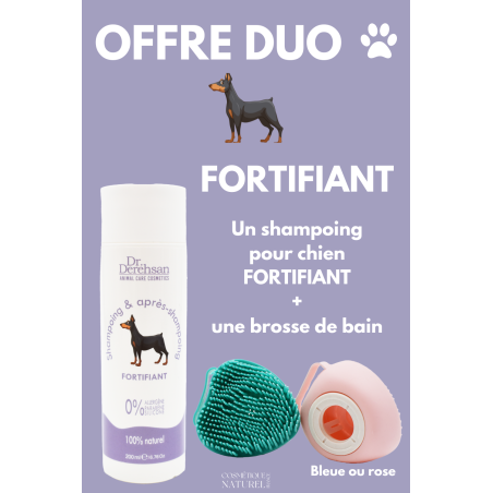 Shampoing pour chien 200ml brosse de bain - OFFRE DUO - FORTIFIANT