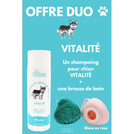 Shampoing pour chien 200ml brosse de bain - OFFRE DUO - VITALITÉ