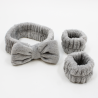Set bandeau de démaquillage avec bracelets de poignets gris