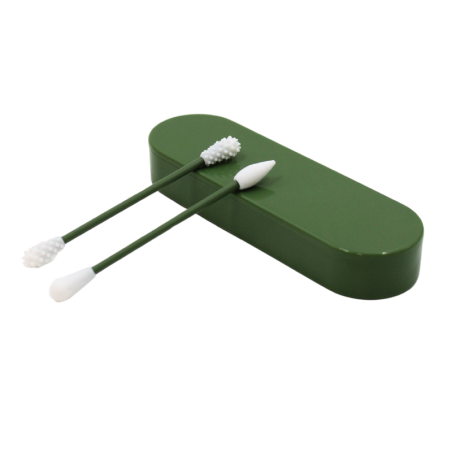 2 cotons-tiges réutilisables boite de rangement - Vert