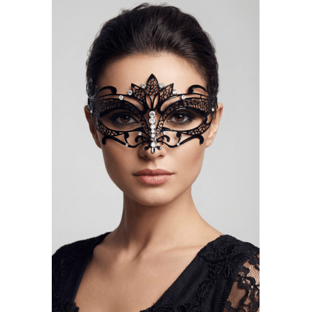 Masque vénitien Asia rigide noir avec strass
