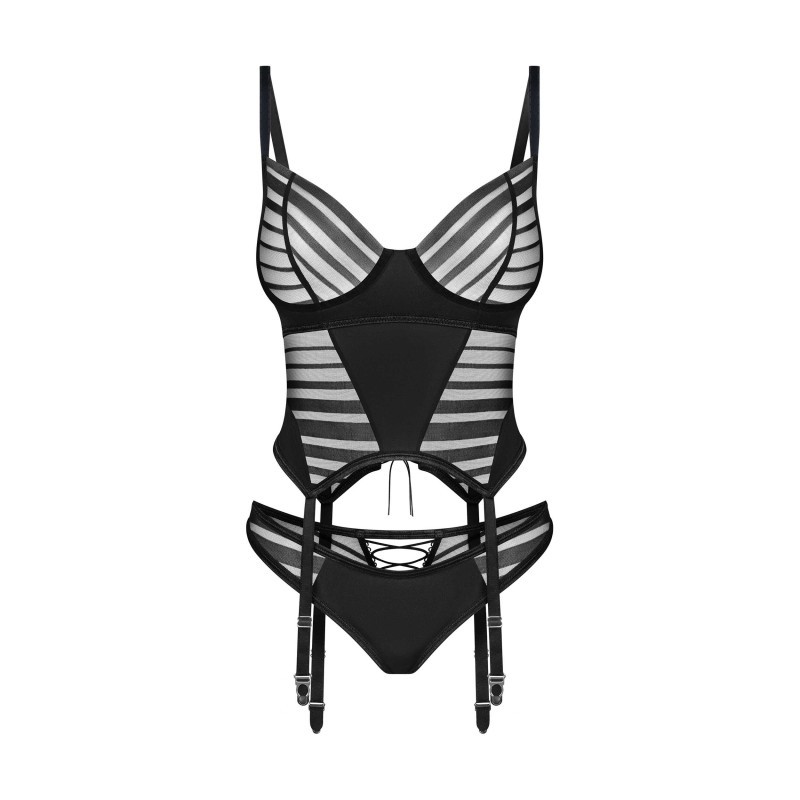 Lune Bellis corset et string - Noirs