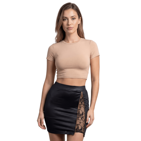 Jupe courte noire Kyra avec zip fonctionnel sur le côté