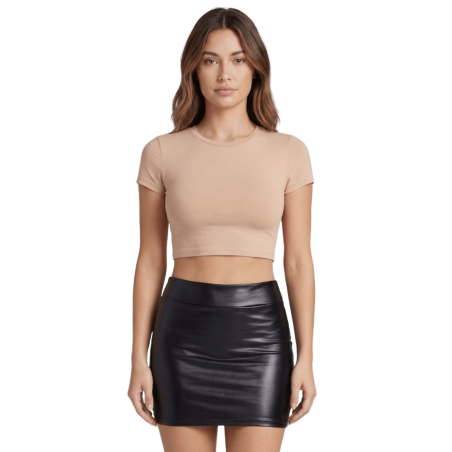 Jupe noire en simili cuir mat Sifia