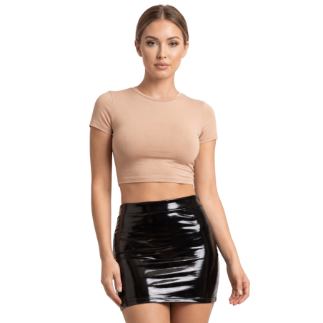 Jupe noire en simili cuir avec zip Lara