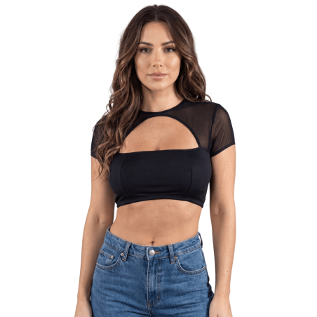 Top court noir échancré sur le devant