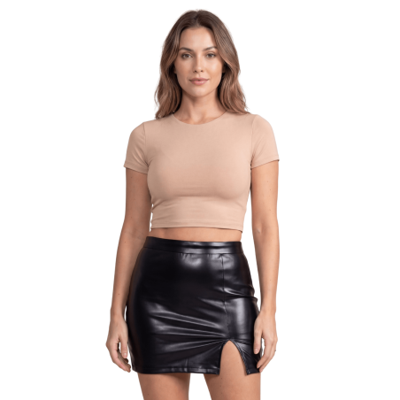 Jupe sexy courte noire wetlook Alessia