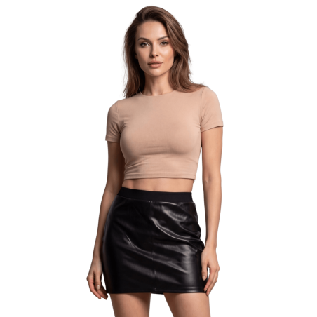 Jupe courte simili cuir noir Paula
