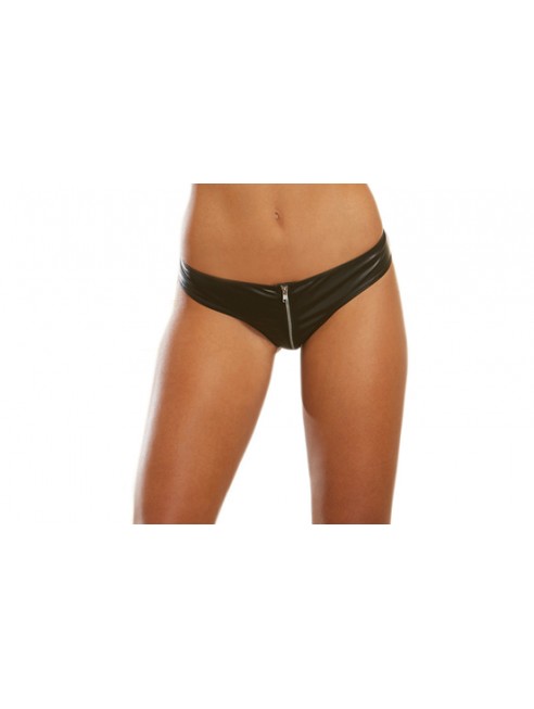 Panty faux cuir avec zip, résille au dos