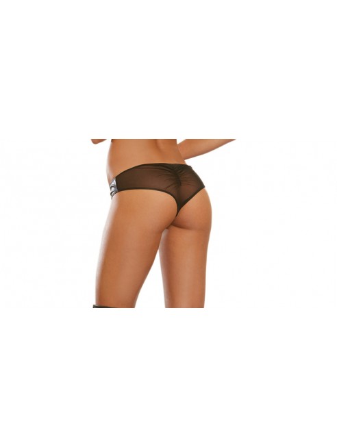 Panty faux cuir avec zip, résille au dos