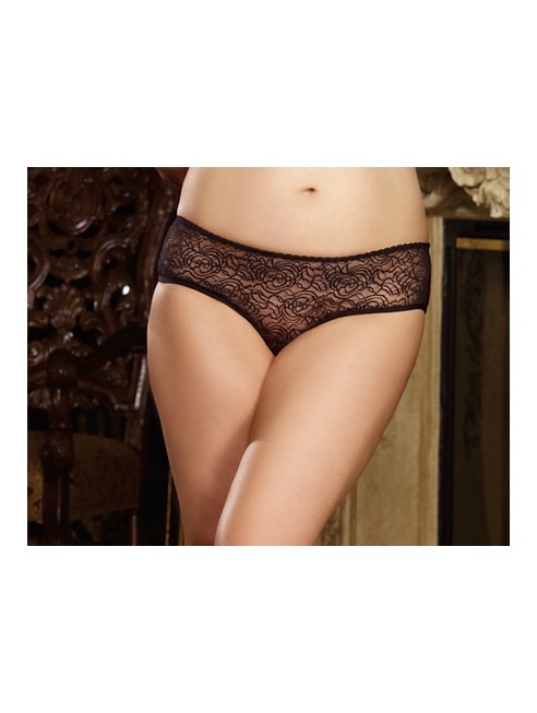 Panty taille basse, ouvert, fronces au dos