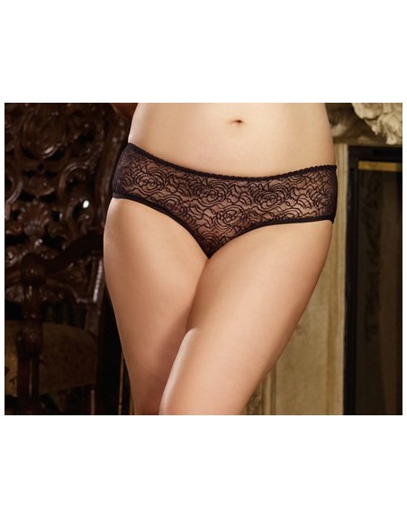 Panty taille basse, ouvert, fronces au dos