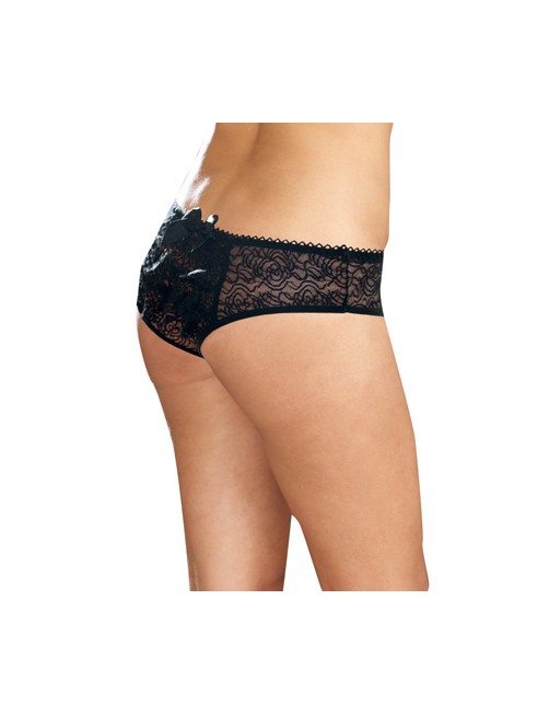 Panty taille basse, ouvert, fronces au dos