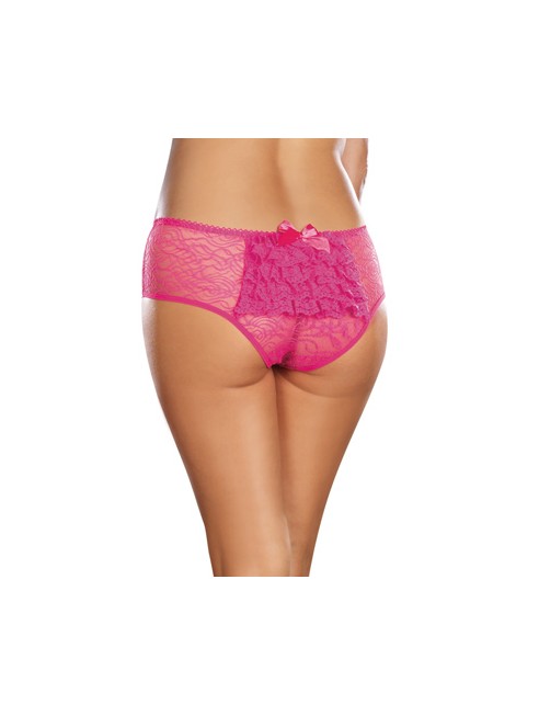 Panty taille basse, ouvert, fronces au dos