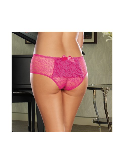 Panty taille basse, ouvert, fronces au dos