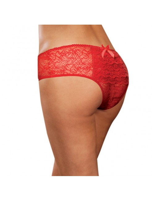 Panty taille basse, ouvert, fronces au dos