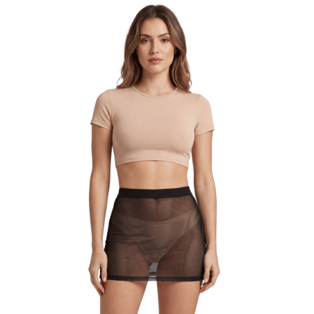 Jupe noire en résille transparente Maya