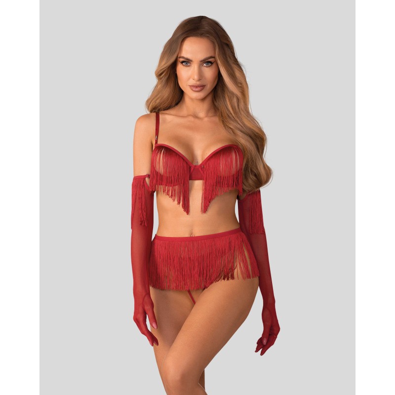 Rossay ensemble ouvert 4 pièces - Rouge