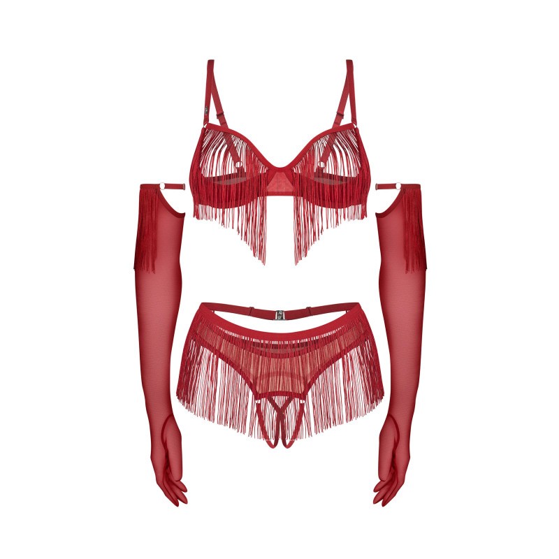 Rossay ensemble ouvert 4 pièces - Rouge