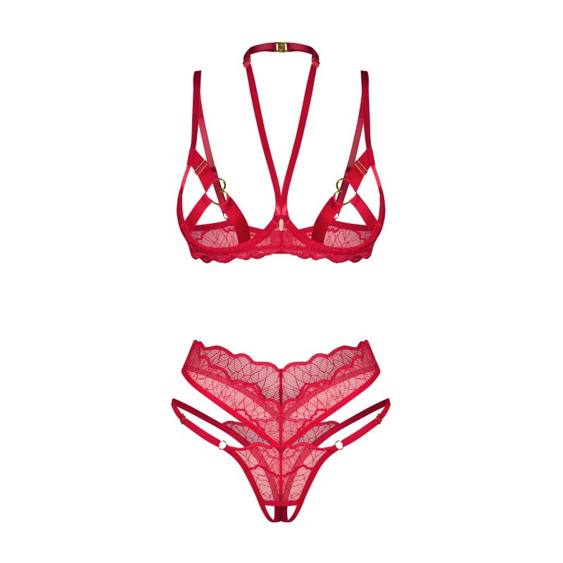 Cupide desir ensemble 2 pièces ouvert - Rouge