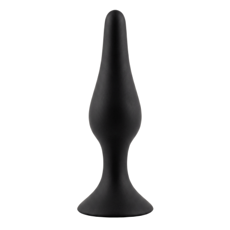 Plug Anal Noir en Silicone avec Ventouse Taille XL 15 cm Pocket Pleasure + 1 dosette de lubrifiant