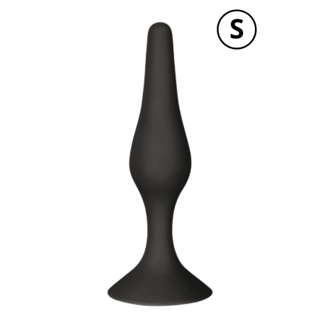 Plug Anal Noir en Silicone S avec Ventouse Taille S 10,5 cm Pocket Pleasure + 1 dosette de lubrifiant