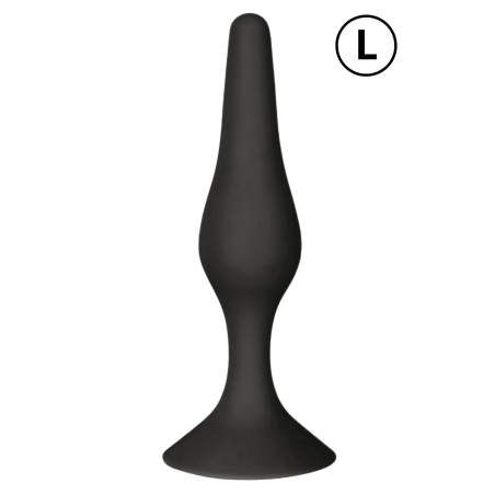 Plug Anal Noir en Silicone L avec Ventouse Taille L 12,7 cm Pocket Pleasure + 1 dosette de lubrifiant