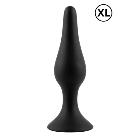 Plug Anal Noir en Silicone XL avec Ventouse Taille XL 15 cm Pocket Pleasure + 1 dosette de lubrifiant