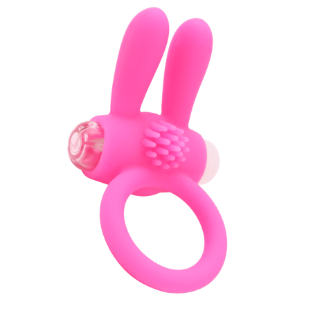 Anneau Vibrant Rabbit Rose Silicone + 1 dosette de lubrifiant — Pocket Pleasure