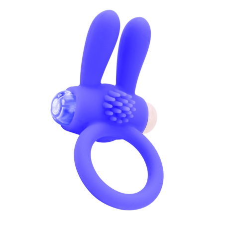 Anneau Vibrant Rabbit Bleu Silicone + 1 dosette de lubrifiant — Pocket Pleasure