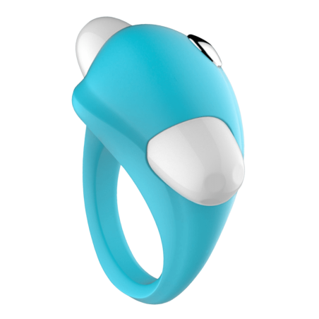 Cockring Vibrant Dauphin Bleu + 1 dosette de lubrifiant — Pocket Pleasure