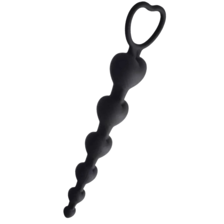 Chapelet Anal Cœur Silicone Noir + 1 dosette de lubrifiant — Pocket Pleasure