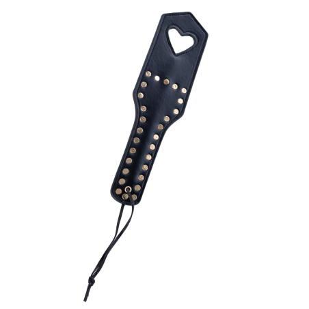 Paddle de fessée en similicuir clouté noir avec cœur - Mapalé