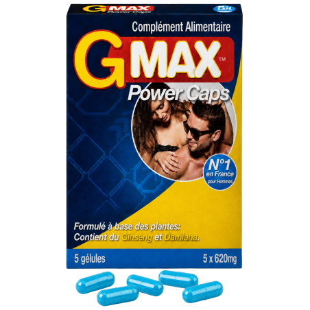 G-MAX Power Caps Boite de 5 gélules – Vitalité & Bien-Être Masculin Complément alimentaire