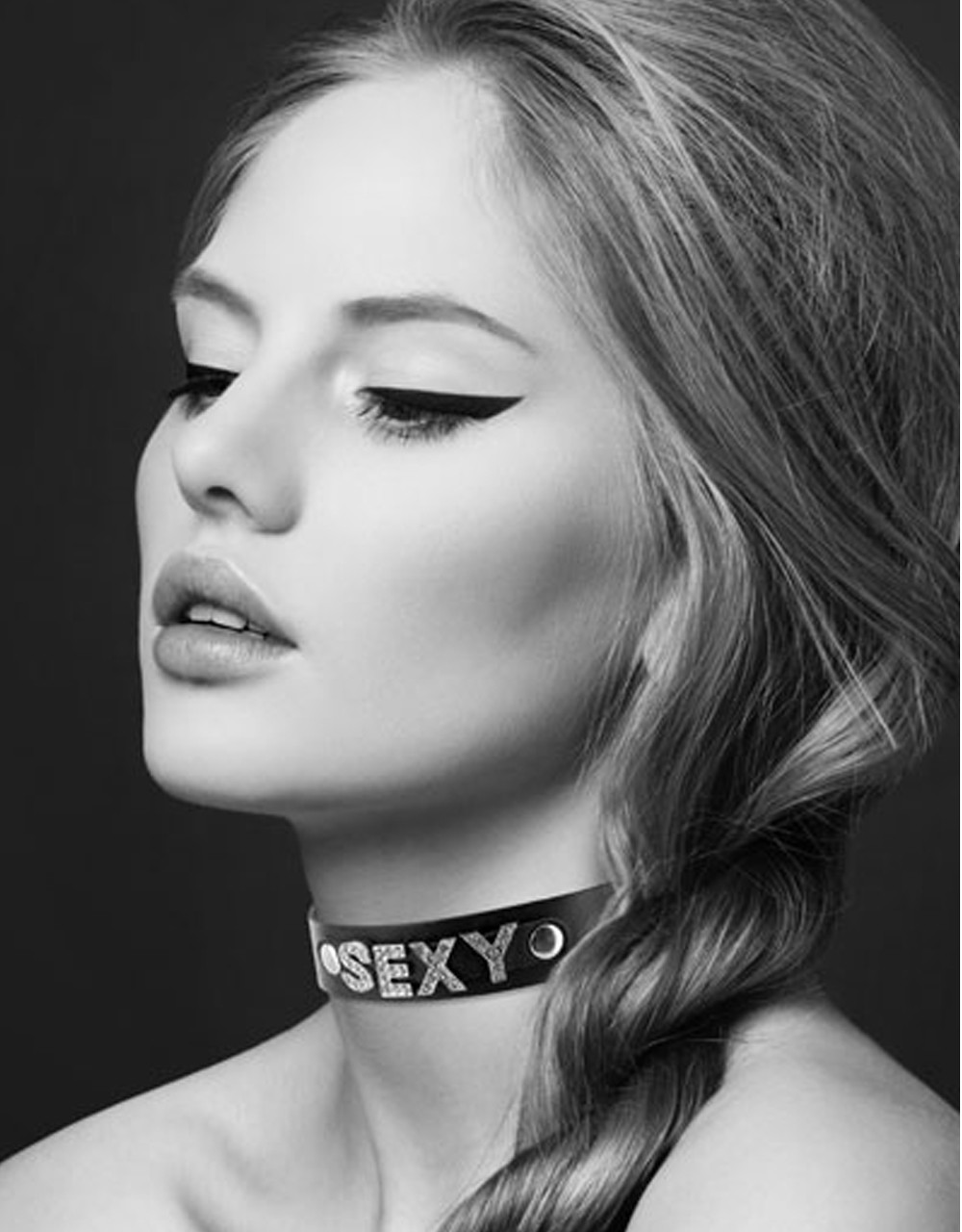 Collier en cuir noir SM avec Sexy en strass — Bijoux Pour Toi, sélection SENVÉLYA