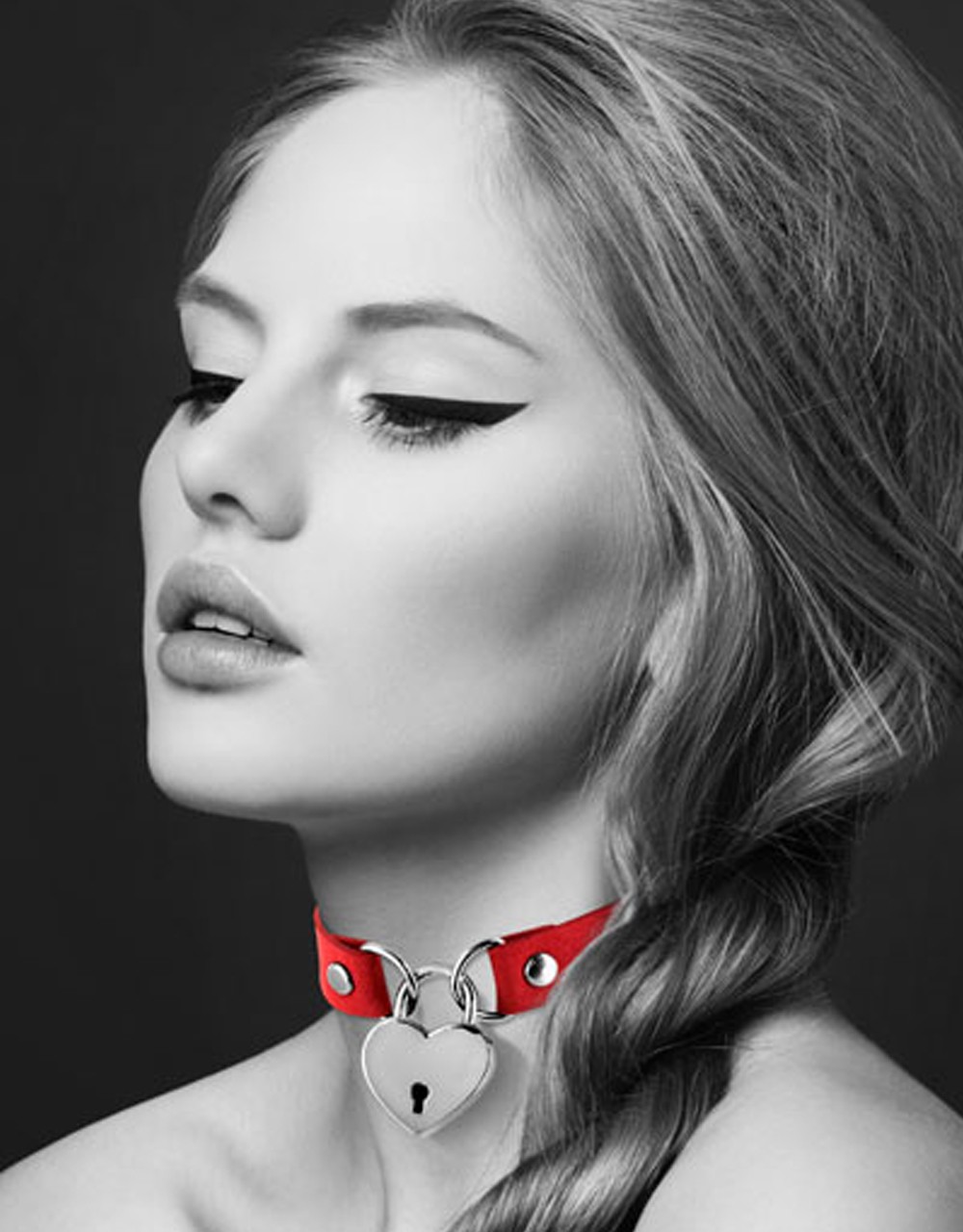 Collier en cuir rouge SM avec pendentif cadenas coeur argenté — Bijoux Pour Toi, sélection SENVÉLYA