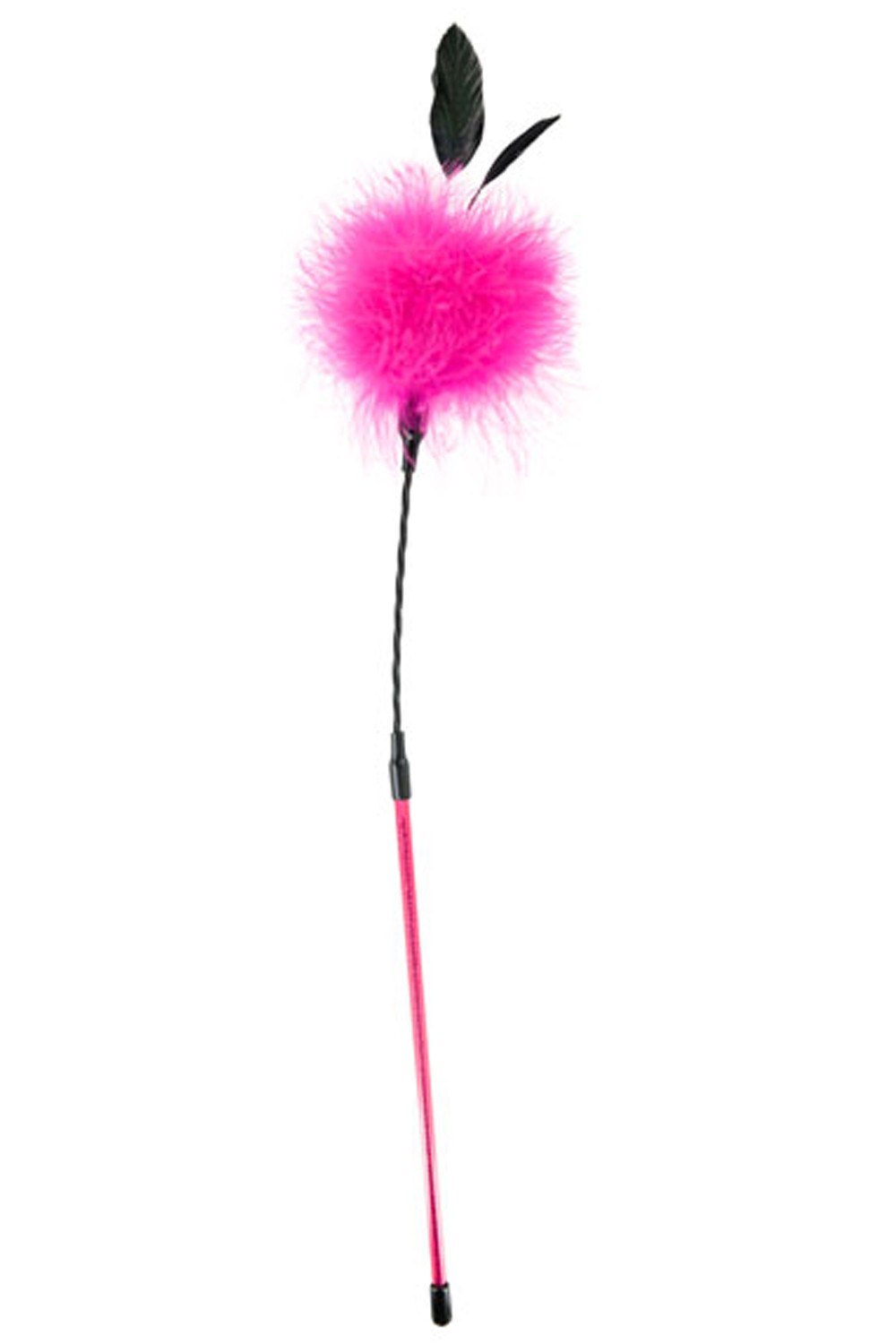 Cravache pompon rose avec petites plumes — Sweet Caress, sélection SENVÉLYA
