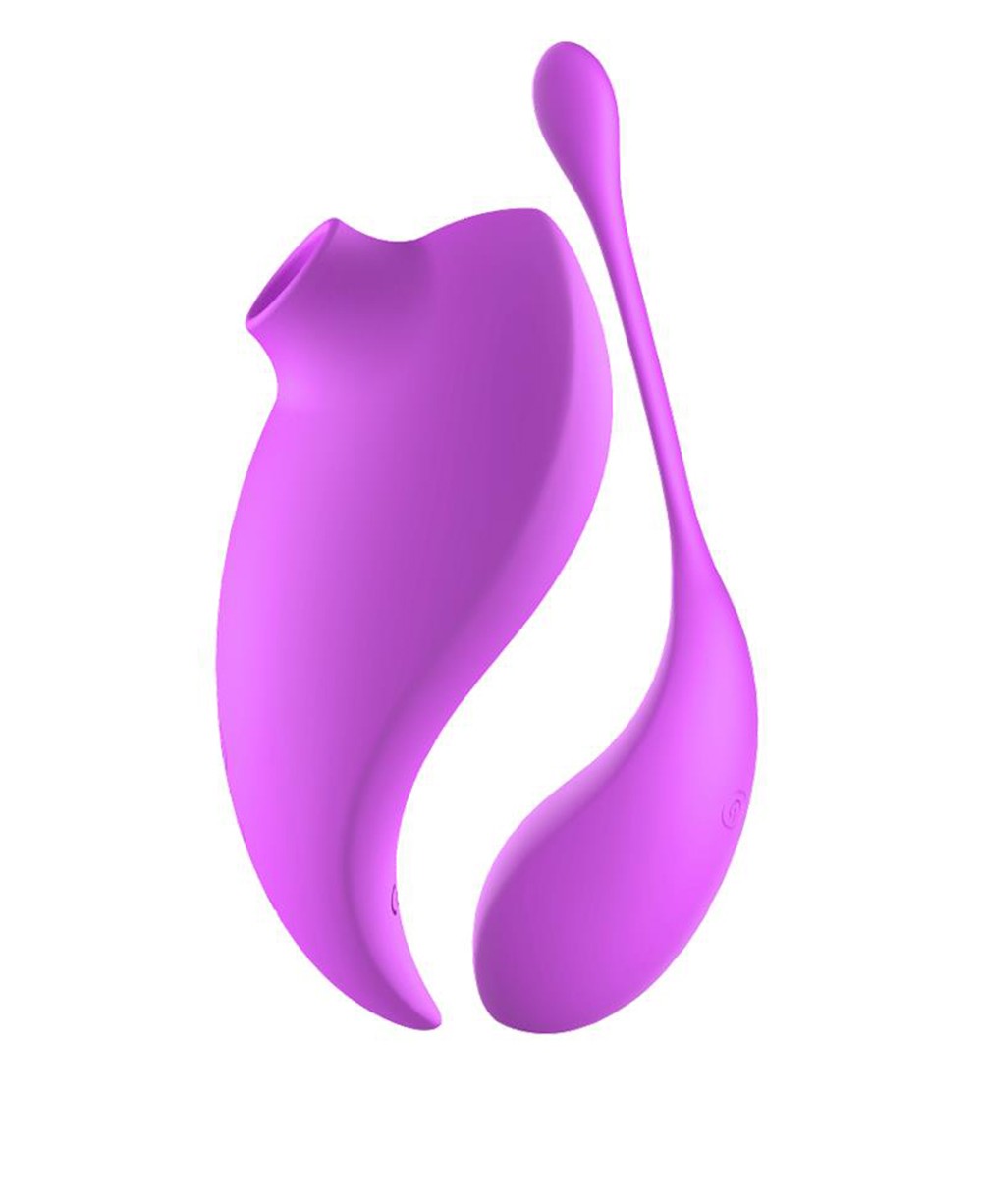 2en1 Stimulateur clitoridien à picots par aspiration avec son œuf vibrant à distance violet — Plaisir Emoi, sélection SENVÉLYA