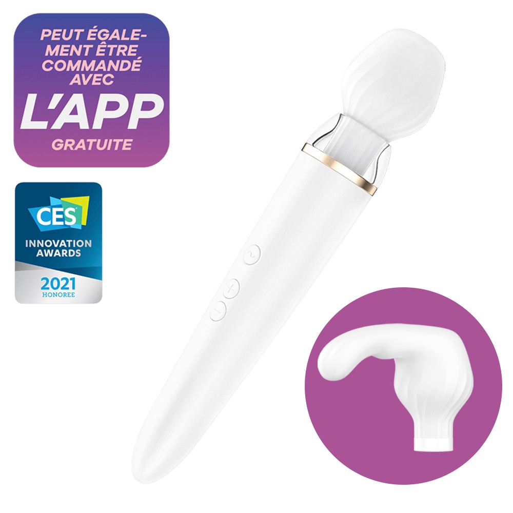 Double wand blanc connecté USB Double Wand-er Satisfyer — Satisfyer, sélection SENVÉLYA