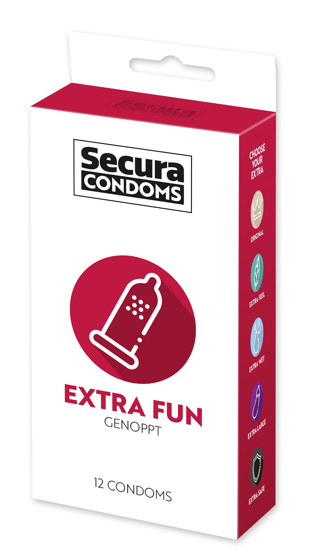 Préservatifs lubrifiés avec picots en latex x12 avec réservoir Extra Fun 53 mm — Secura, sélection SENVÉLYA